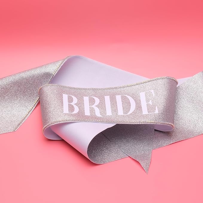 Bride to Be Sash with Rhinestones Glittery Bridal Party Sash with Adjustable Pin - Image 6