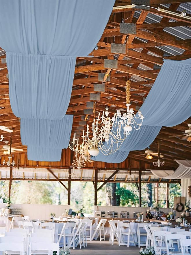 6 Panels Dusty Blue Ceiling Drapes - Image 8