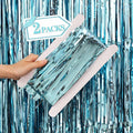 2 Pcs Light Blue Metallic Tinsel Foil Fringe Curtains Backdrop, 3.28 ft x 6.56 by VHUWE