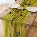 Moss Green Cheesecloth St Patricks Day Table Runner Gauze 120 Inch 10 FT Rustic by KEKETOARRANGE