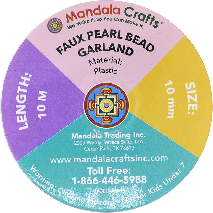 Mandala Crafts 10mm Faux Blue Pearl Beads Roll - Image 4