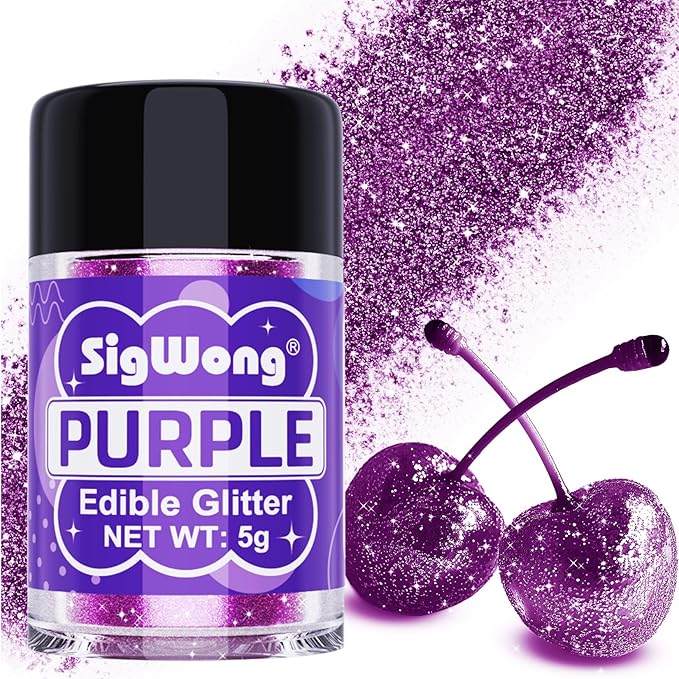 Purple Edible Glitter - 5g Food Grade Cake Decorating Shimmering Glitter by WelcometotheSigWong