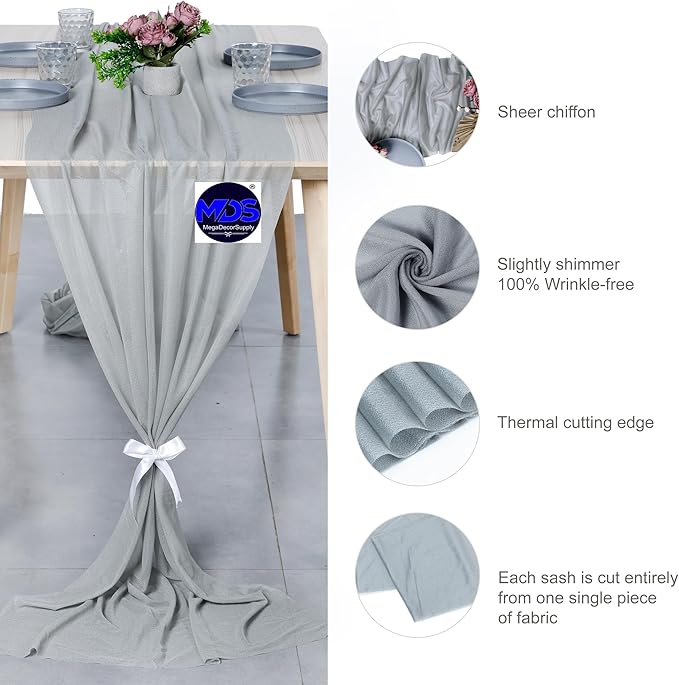 MDS 2 Pack 14ft Chiffon Table Runner 29 x 170 Inches Sheer Wedding Runner - Image 6