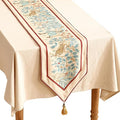 patdrea Designer Idyll Linen Extra Long Table Runner, Vintage Beige Farmhouse by Welcometopatdrea