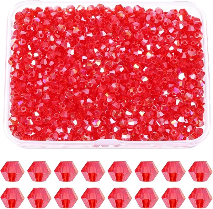 PATIKIL 1000pcs 4mm Bicone Glass Crystal Beads, Faceted Glass Spacer Beads by PATIKIL