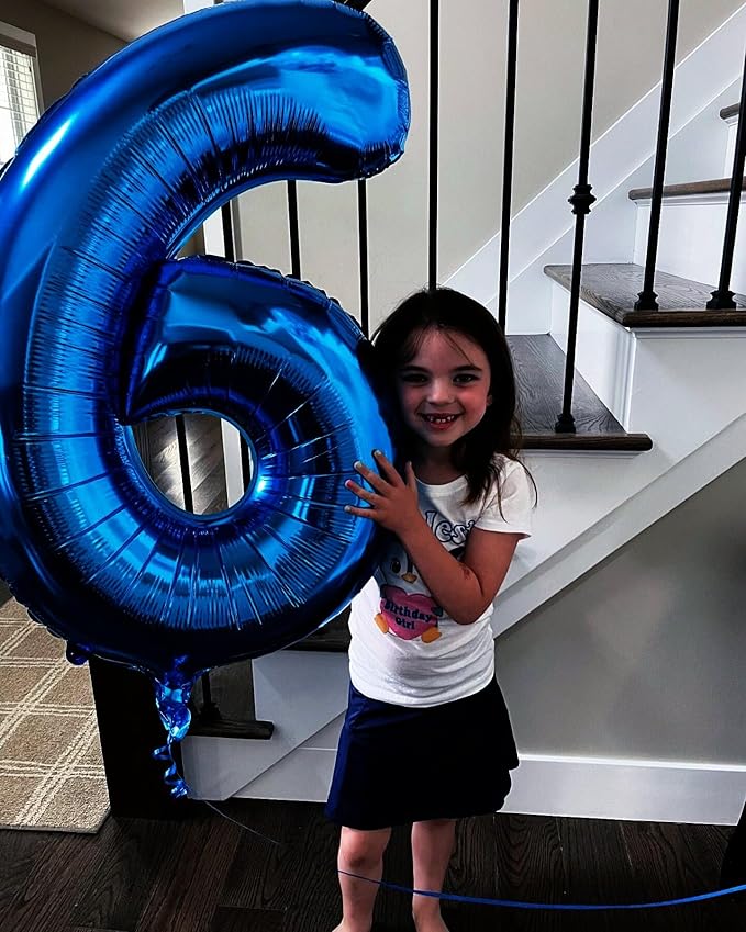 40 Inch Night Blue Mylar Foil Number 6 Birthday Balloon, Digital Balloons - Image 6