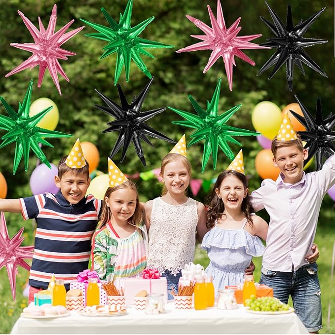 Pink Green Black Star Balloons - Image 5