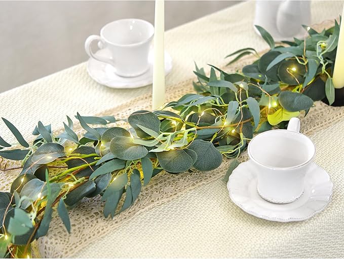 FiveSeasonStuff Rustic Willow and Eucalyptus Garlands – Lifelike Greenery - Image 3