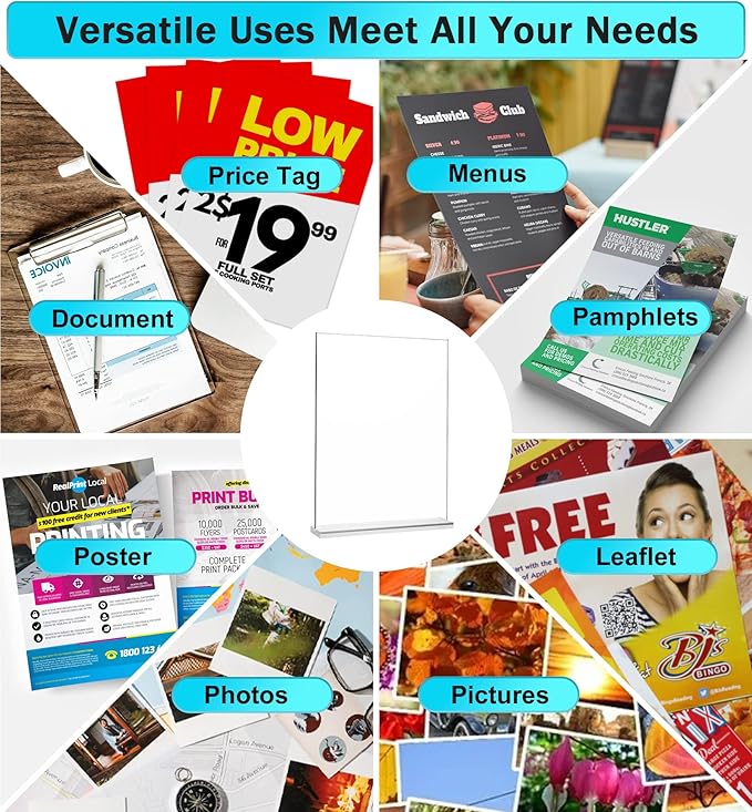 8 Pack Acrylic Sign Holder 8.5 x 11 Vertical - Image 7
