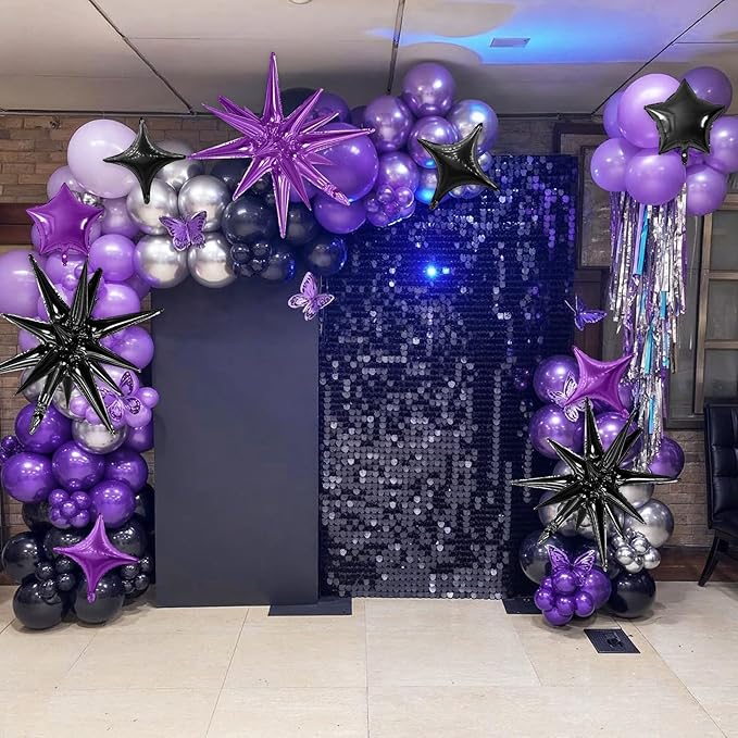 Purple Black Star Balloon - Image 5