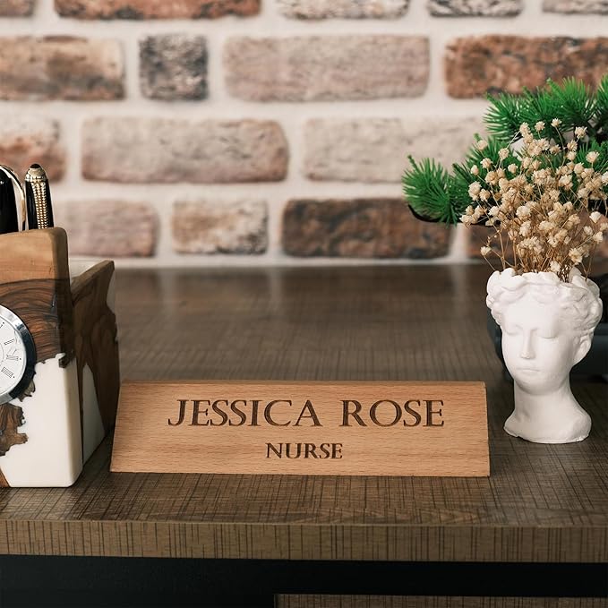 Custom Wooden Desk Name Plate – Personalized Engraved Name & Title Sign – - Image 5