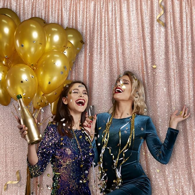 PartyDelight Rose Gold Sequin Backdrop 10Ftx10 Ft Booth Photography - Image 4