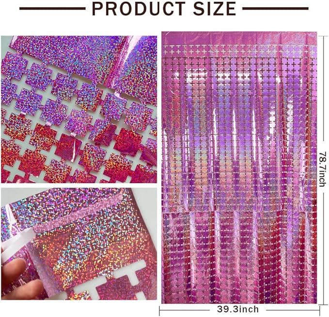 Pink Tinsel Curtain Party Backdrop - Image 2
