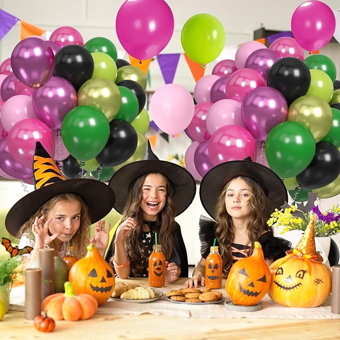 60PCS Black Pink Green Balloons, Hot Pink Dark Light Green Black Latex Balloon - Image 7