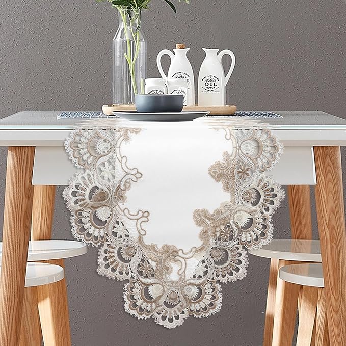 Vintage Lace Dining Table Runner, 72 Inches Macrame Coffee Table Runners by Fhberni