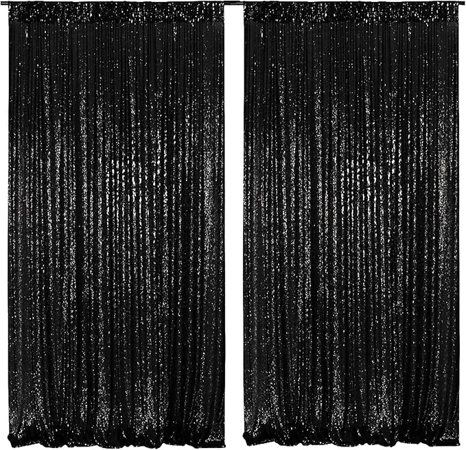 Poise3EHome Black Sequin Backdrop Curtain - Image 2