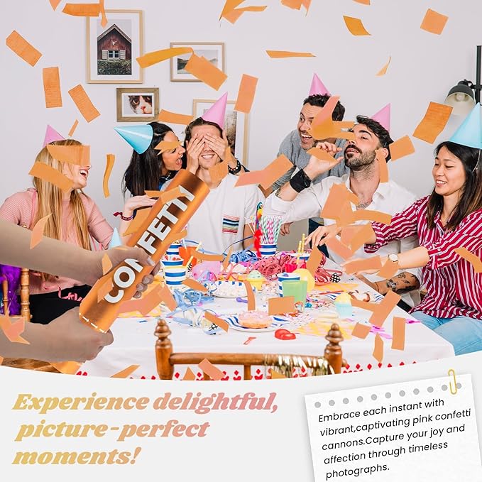Confetti Cannon Orange Confetti Poppers 12 Pack Party Poppers 12 Inch Confetti - Image 6