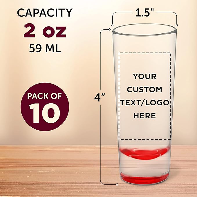 Custom Cordial Shooter Shot Glasses 2 oz. Set of 10, Personalized Bulk Pack - Image 5