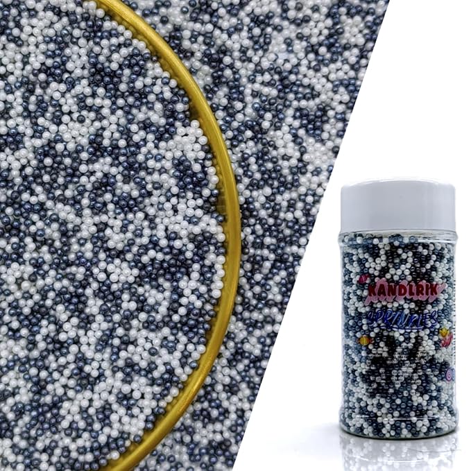 Edible Black & White Pearl Sugar Sprinkles Candy 2mm Mini Pearls Cake by KandlrikMagicSprinkles