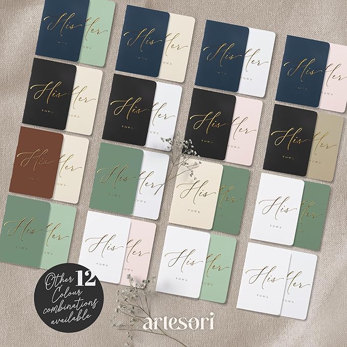 ARTESORI Wedding Vow Book for Her & Him, Soft Touch, 28 Lined Pages, Wedding - Image 3