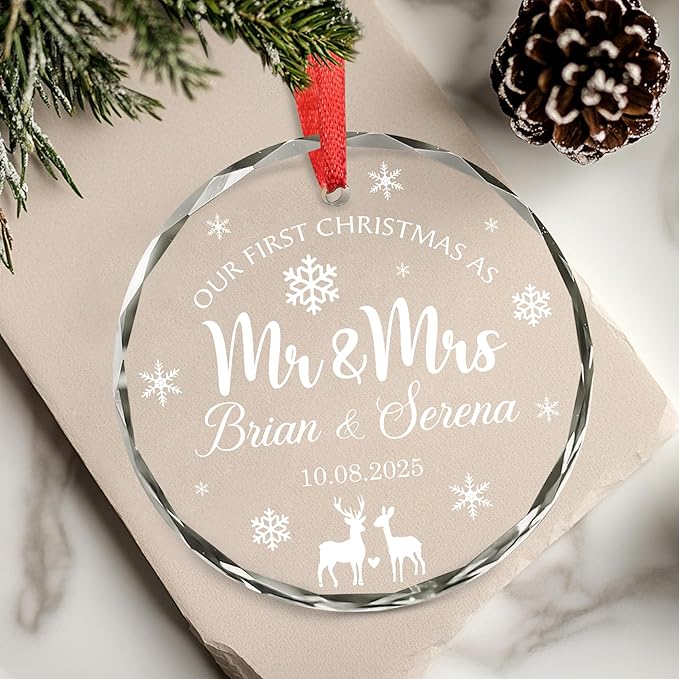Personalized Our First Christmas As Mr Mrs Christmas Ornament - Image 3