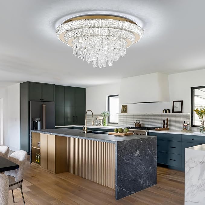 24 inch Crystal Gold Ceiling-Light Flush Mount - Image 5