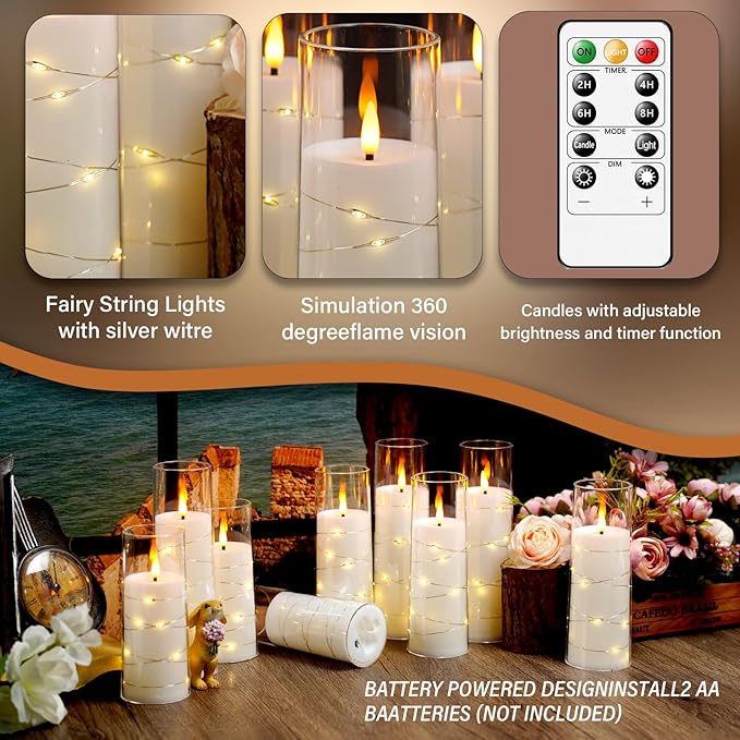 Flameless LED Candles with Timer 9 Pc Flickering Flameless Candles - Image 2