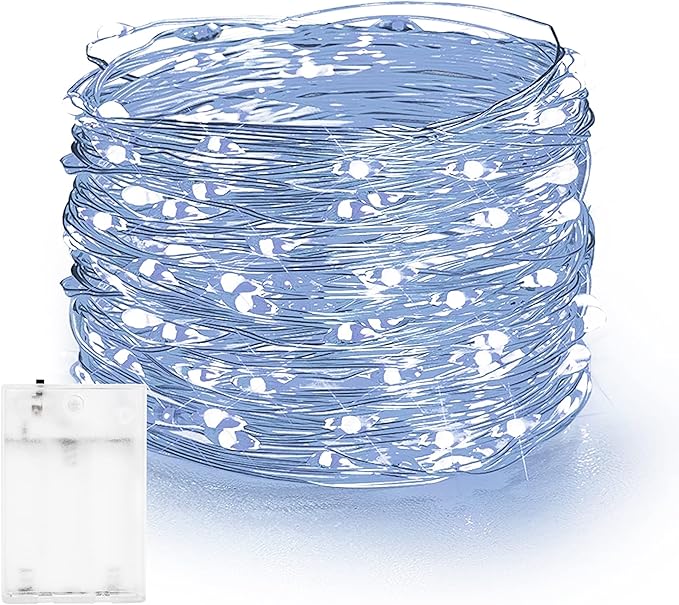 Dazzle Bright Fairy Lights Battery Operated, 20 FT 60 LED Silver Wire by DazzleBright