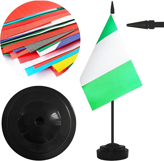2 Pack Nigeria Desk Flag Set, Nigerian Desktop Small Miniature Table Office Flag - Image 3