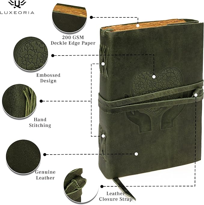 LUXEORIA Heart Journal for Women and Men, Handcrafted Leather Journal for - Image 5