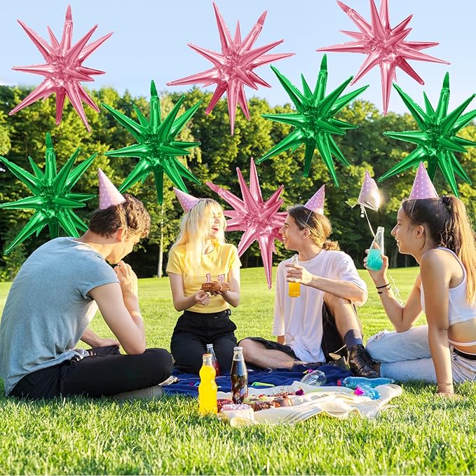 Pink Green Star Balloons - Image 6