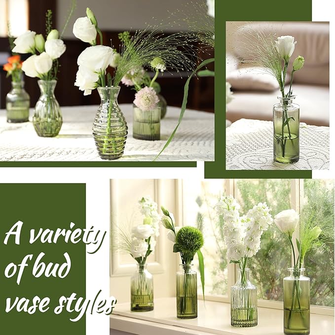 Green Bud Vases Set of 12, Small Vases - Image 6