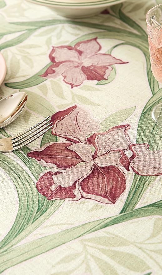 patdrea Designer Green Long Rectangle Tablecloth, Framhouse Vintage French - Image 6
