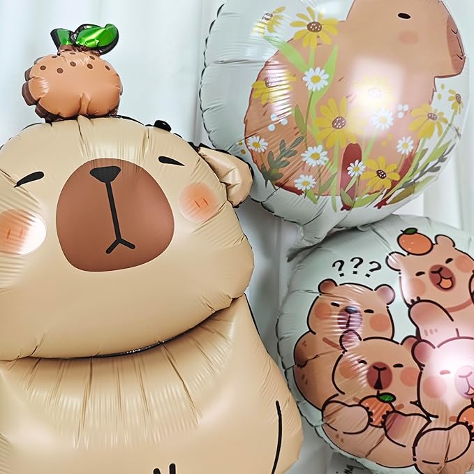 3PCS Capybara Animal Balloons Round Capybara Shaped Foil Birthday Balloon - Image 5