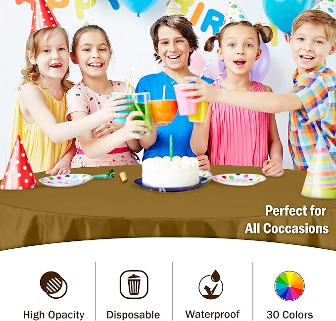 12-Pack Premium Plastic Tablecloth 84in. Round Table Cover - Image 5