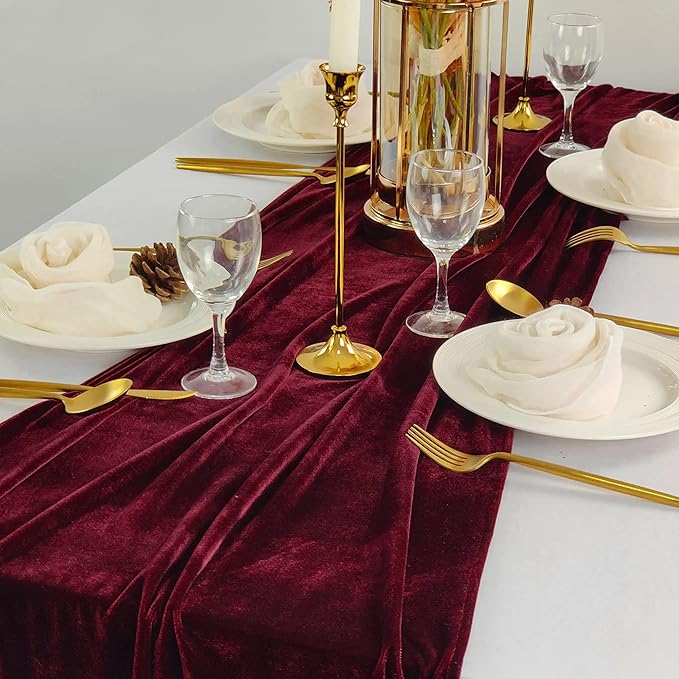 Velvet Table Runner, 5 Pack Luxurious Wedding Reception Decorations Soft Velvet - Image 5