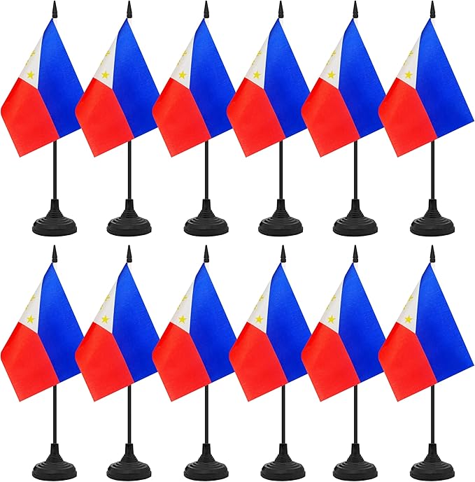 12 Pack Philippine Desk Flag Set, Philippine Table Office Flag, Small Miniature by Unknown