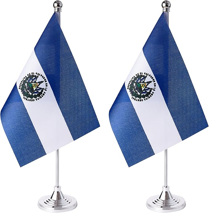 ZXvZYT 2 Pack Salvador flag Salvadorans Table Flag Small Mini El Salvador Desk by ZXvZYT
