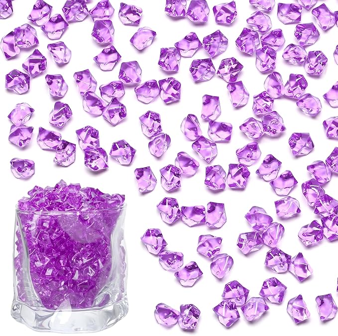 LAIDANLA 500PCS Purple Acrylic Gems Vase Fillers Fake Ice Cubes Plastic by LAIDANLA