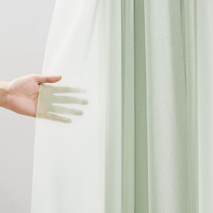 30" x 20Ft Wedding Arch Draping Fabric, 1 Panel Sage Green Sheer Curtain Drapes - Image 3