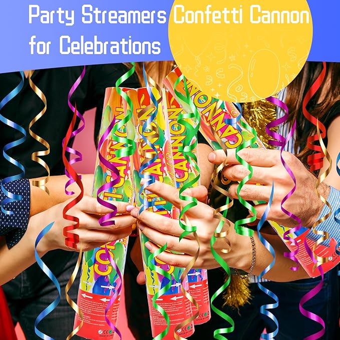 Confetti Poppers 12Pack Streamer Confetti Cannon 12inch Multicolor Confetti - Image 5