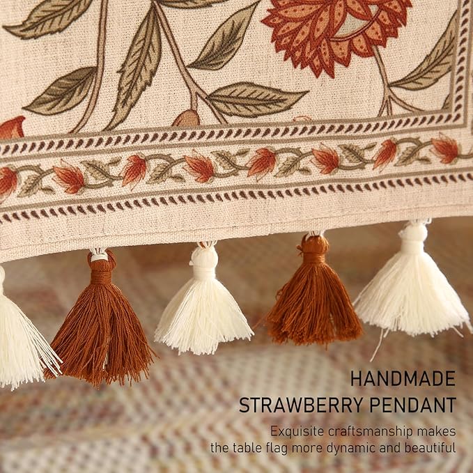 ISAENNE Designer Elegant Linen Table Runner 71 Inches Long, Vintage Orange - Image 6