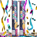 No Mess Streamer Confetti Cannon Party Poppers | 2 Pack | Multicolor Streamers by TURPartySupplies