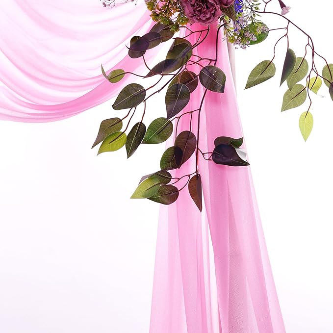 VDS Pack of 3 Panel Wedding Arch Draping Fabric Sheer Chiffon Fabric Drapery - Image 3