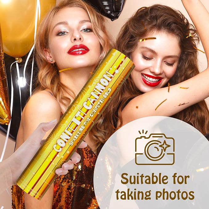 5 Pack Confetti Poppers gold– 12 Inch Confetti Blaster - Image 5