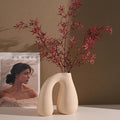 White Ceramic Vase – Glossy Modern Sculptural Décor, Arch Handle Artistic Design by PROBENEX-Elevateyourhomedecor