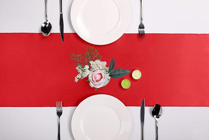 10-Pack Satin Table Runner Red 12 x 108 inches Long, Table Runners - Image 2