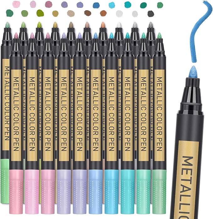 JR.WHITE Metallic Paint Markers, 20 Colors Paint Pen Craft Markers by JRWHITE