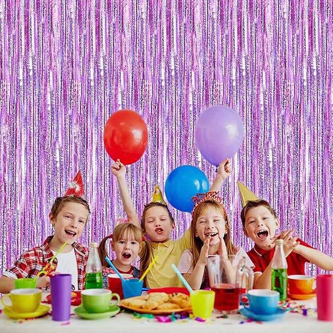 4 Pack Light Purple Tinsel Foil Fringe Curtain Backdrop, 3.28Ft x 8.2Ft - Image 6