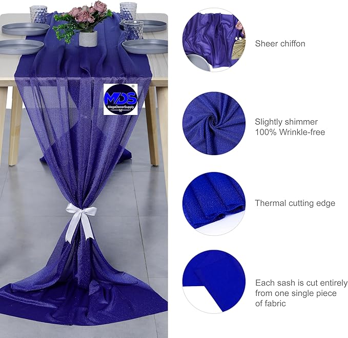 MDS 2 Pack 10ft Chiffon Table Runner 29 x 120 Inches Sheer Wedding Runner - Image 6